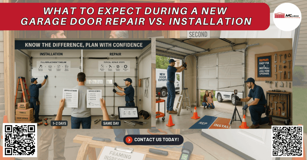 What to Expect During a New Garage Door Repair vs. Installation - Mcleod Overhead Doors and Springs